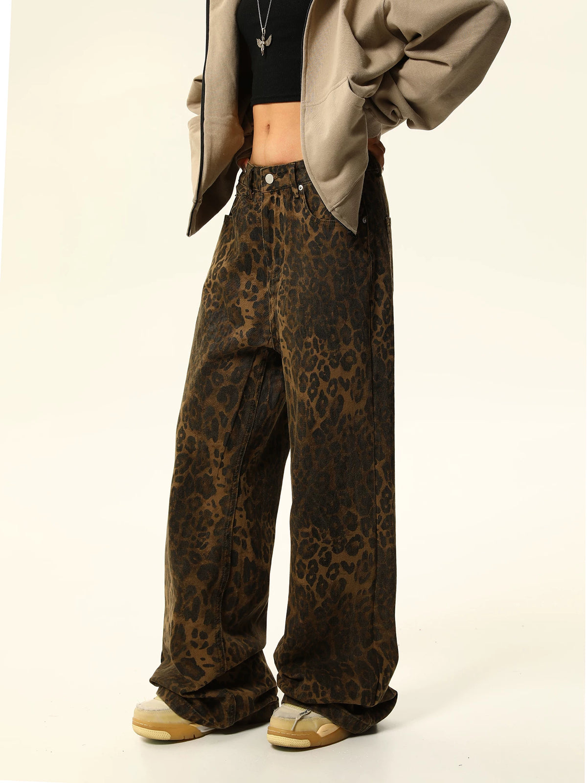 Leopard Print Denim Jeans