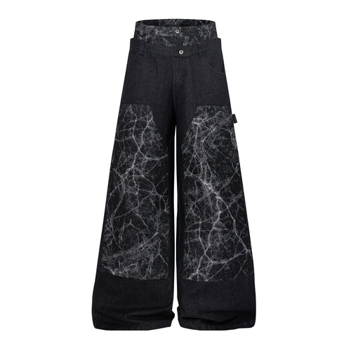 Weite Jeans aus Heavy-Wash-Denim für die Arbeit - Schwarz / M