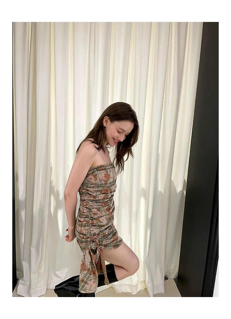 Robe chemise bustier à carreaux