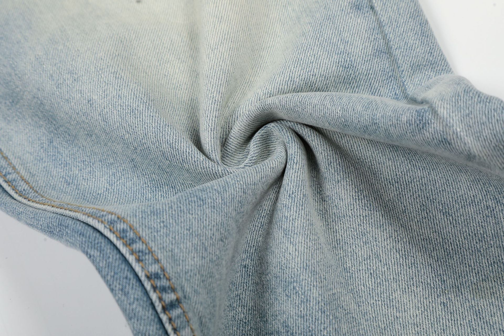 Washed Whisker Wide Leg Denim Jeans