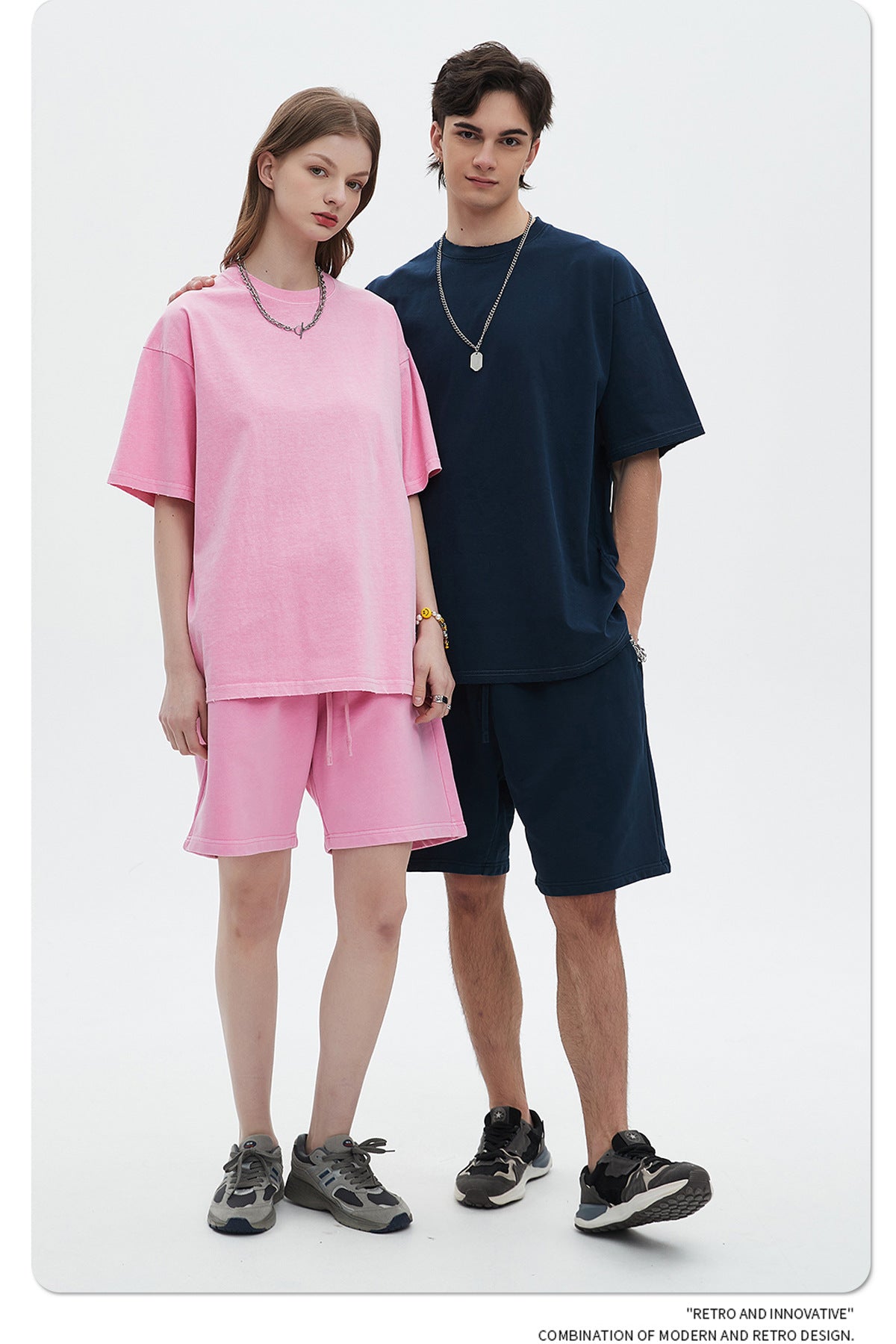 Washed Dyed Oversize Damage Short-sleeve T-shirt & Short Sweatpants Setup
