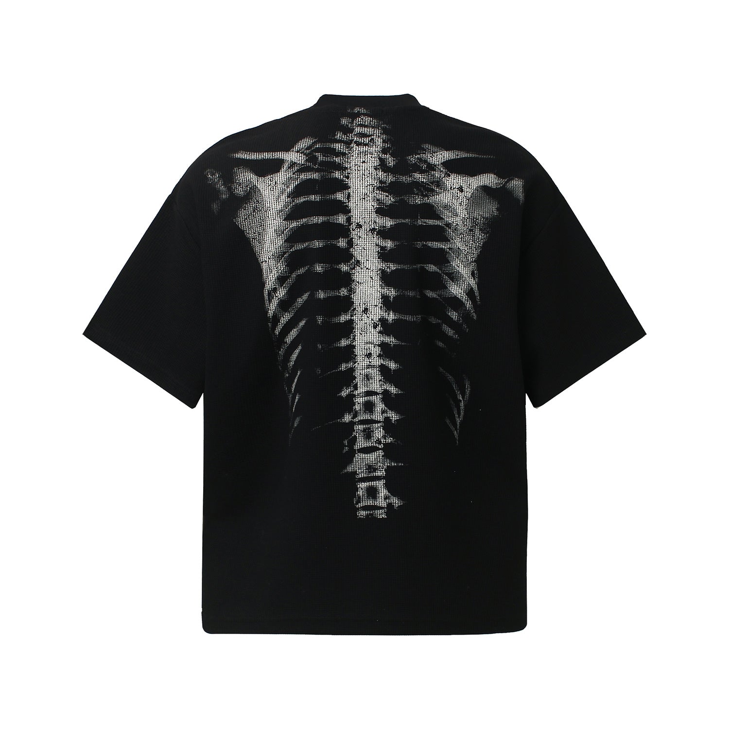Skeleton Print Waffle Short Sleeve T-Shirt