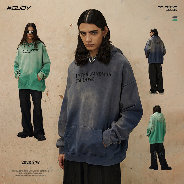 Felpa oversize con stampa serigrafica effetto lavato