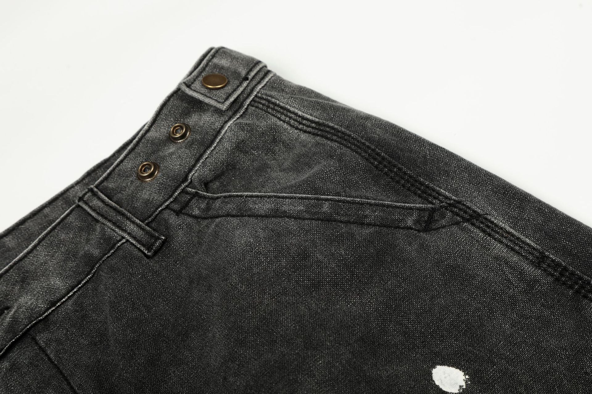 Washed Paint Straight Denim Jeans