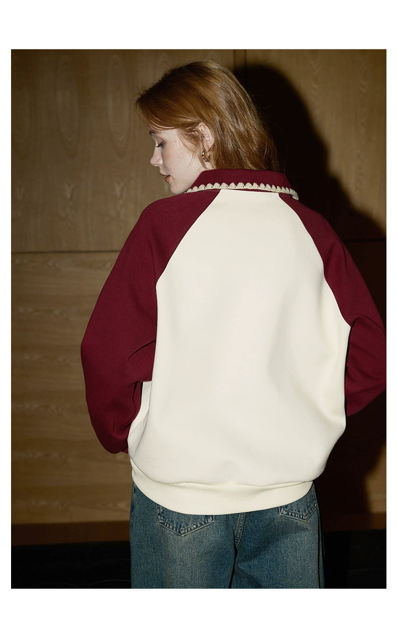 Sudadera retro bicolor con cremallera