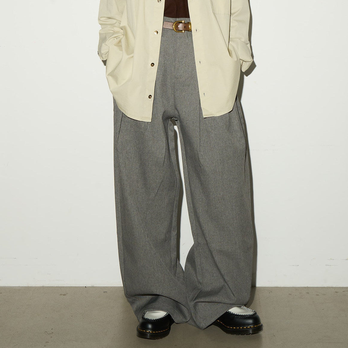 Pleats High Waist Wide Leg Trousers