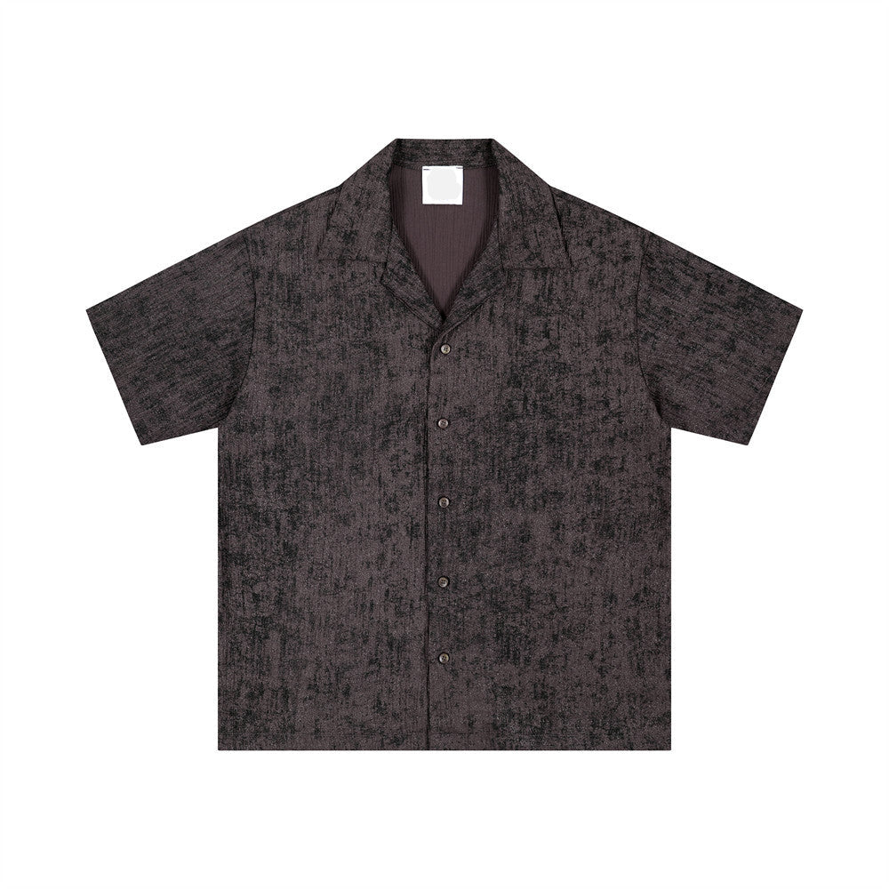 Tie-Dye Textured Pleated Cuban Collar Shirt - MADXMARX