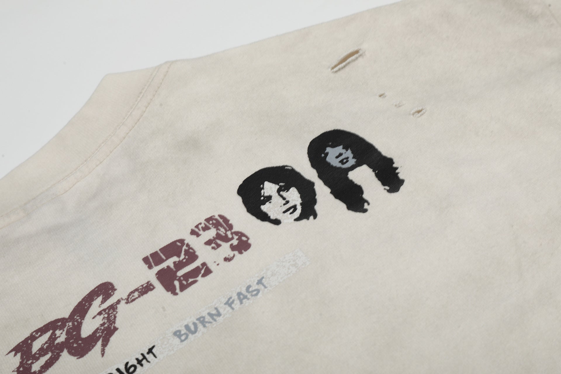 Graphic Print Dirty Dye Damage Short Sleeve T-Shirt