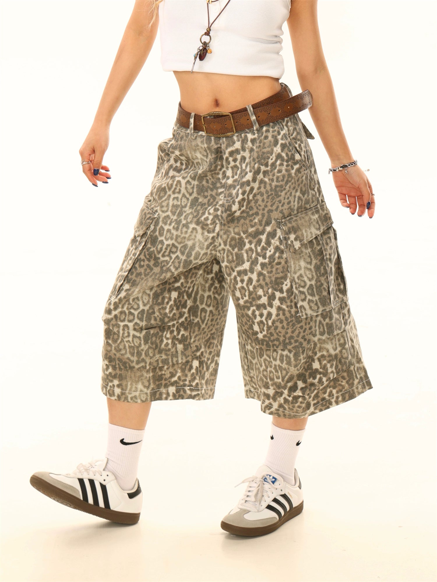 Leopard Print Cropped Vintage Jort