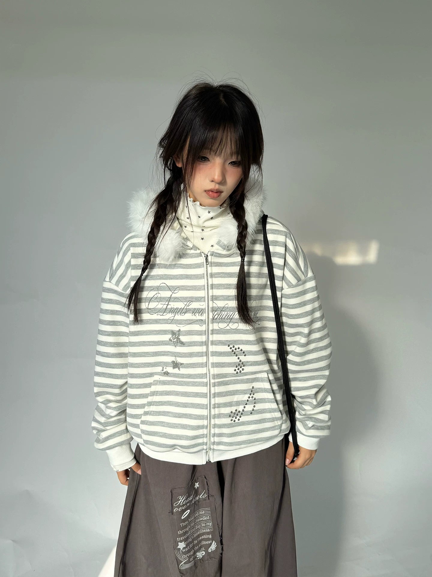 Detachable Fur Collar Fleece Lining Hooded Jacket