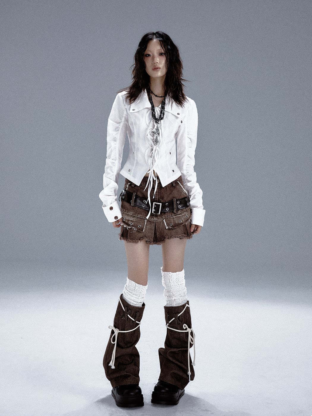 Cutout Tie-Waist Long Sleeve Shirt