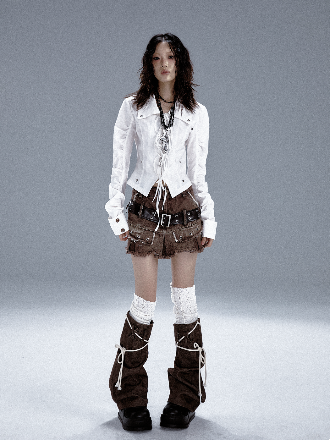 Cutout Tie-Waist Long Sleeve Shirt