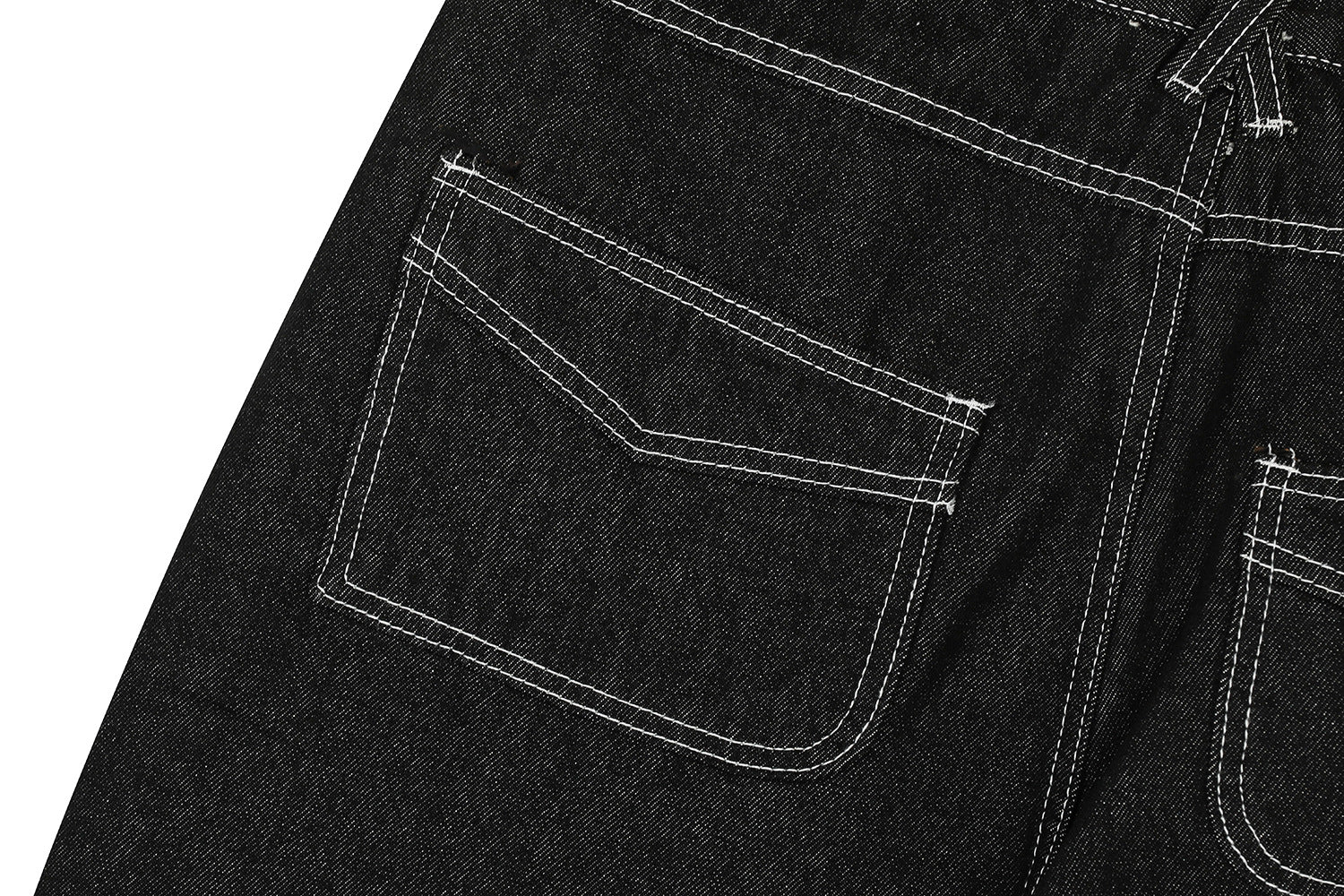 Contrast Stitch Bandana Patch Wide Leg Denim Jeans