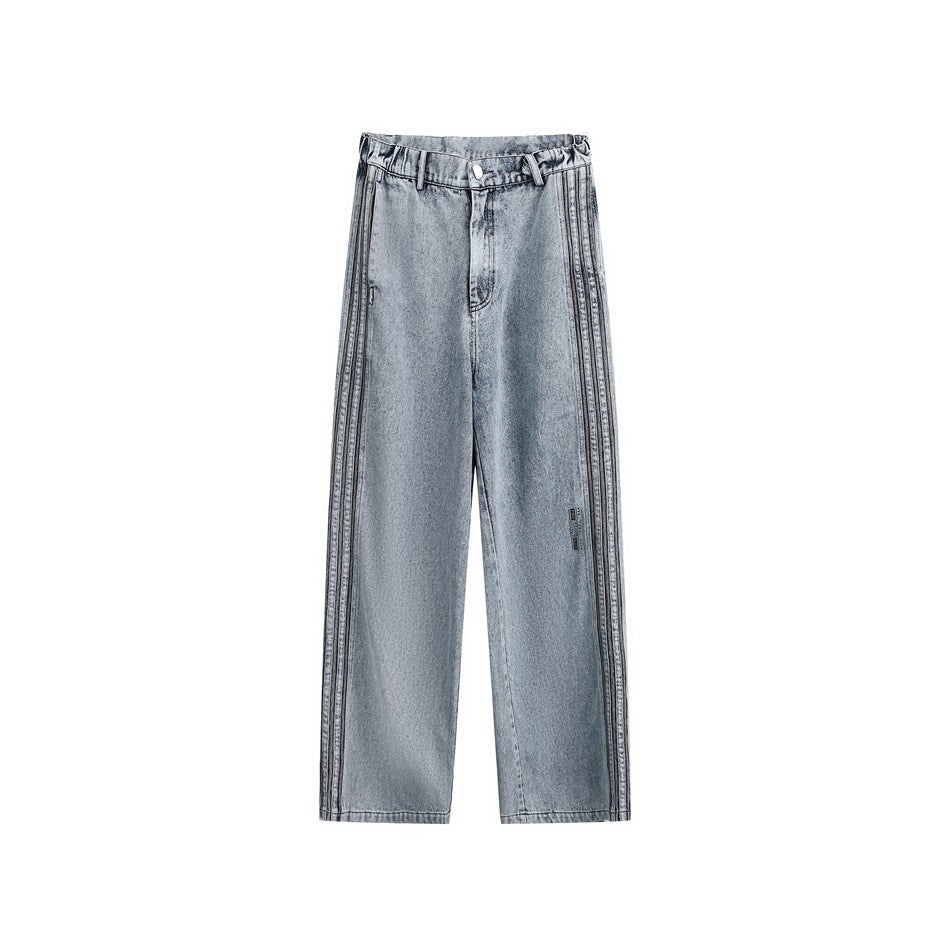 Side Stripe Loose Straight Jeans