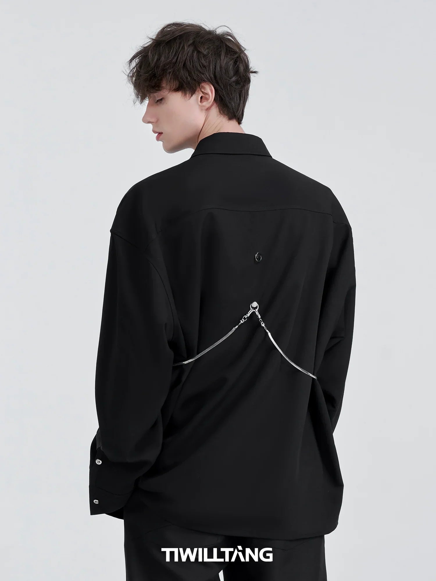 Chain Draped Long Sleeve Shirt