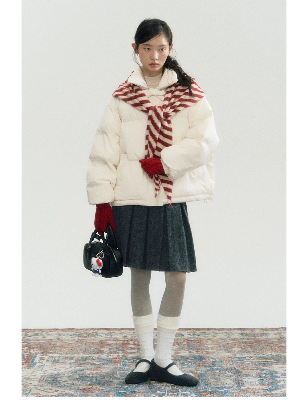 White Bowknot Puffer Jacket