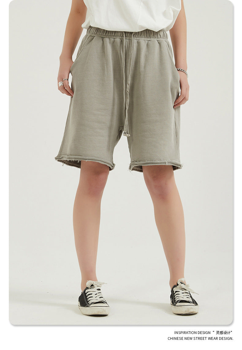 Washed Vintage Raw Edge Short Sweatpants