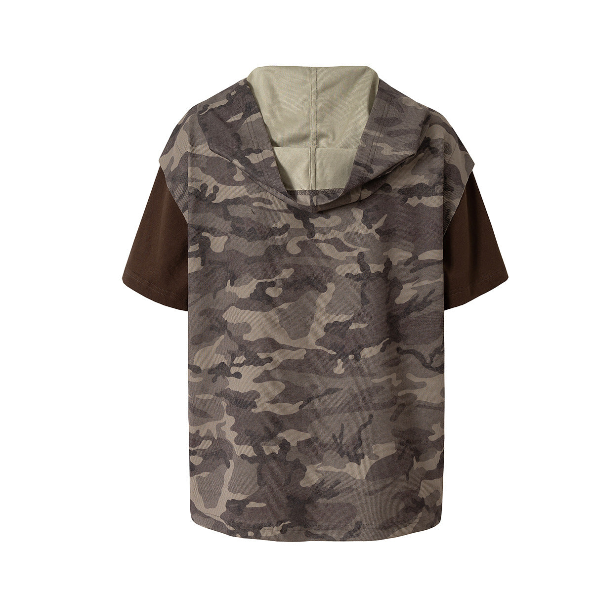 Camouflage Contrast Sleeve Embroidery Hoodie