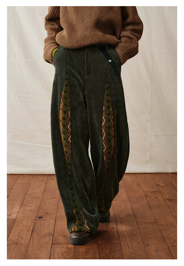 Boho Corduroy Wide-Leg Pants