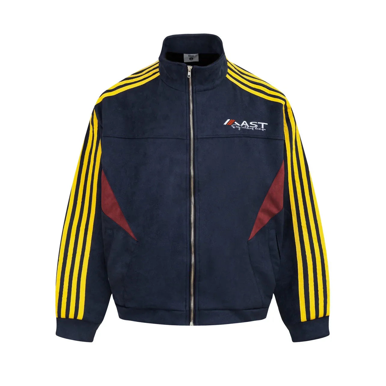 Striped Stand Neck Oversize Suede Truck Jacket