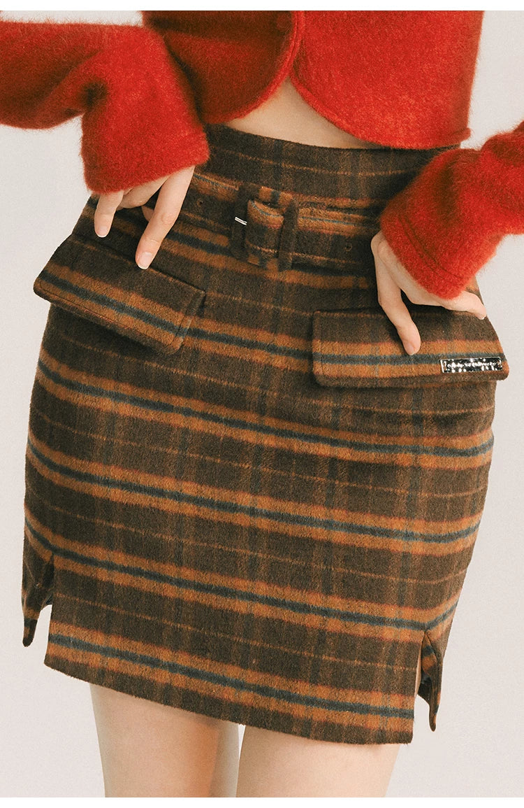 Plaid Wool Skirt