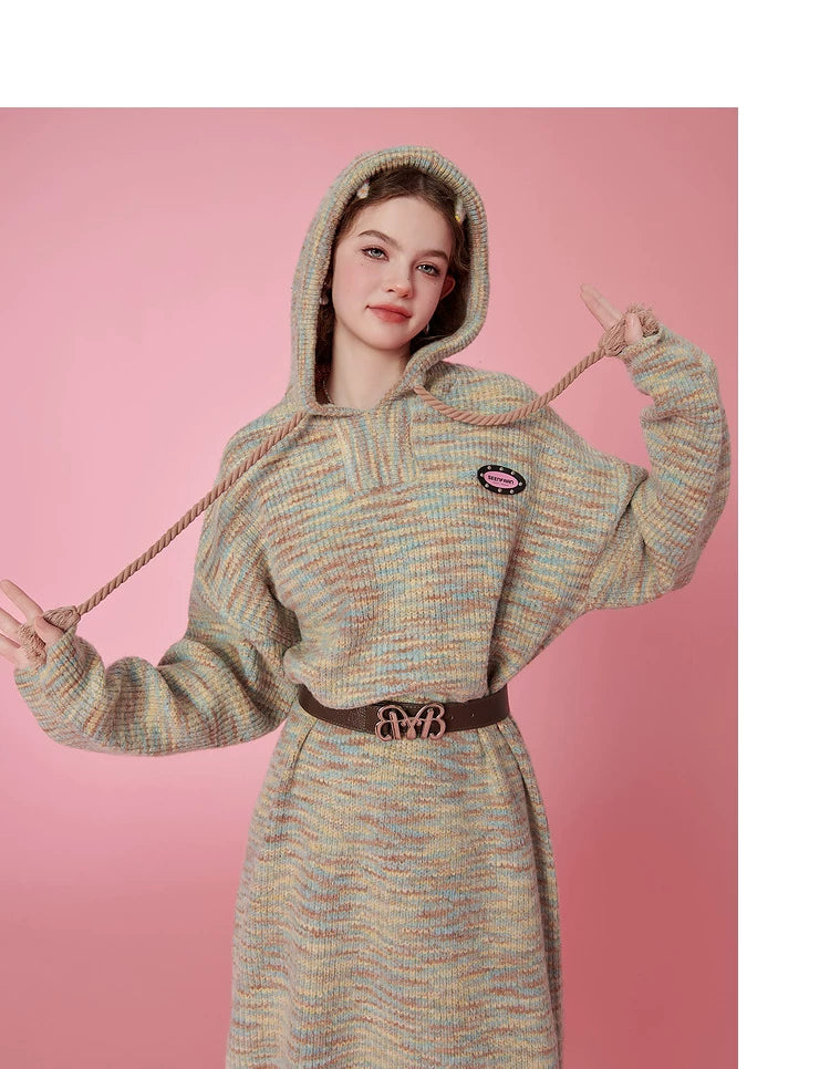 Hooded Knit Sweater Dress