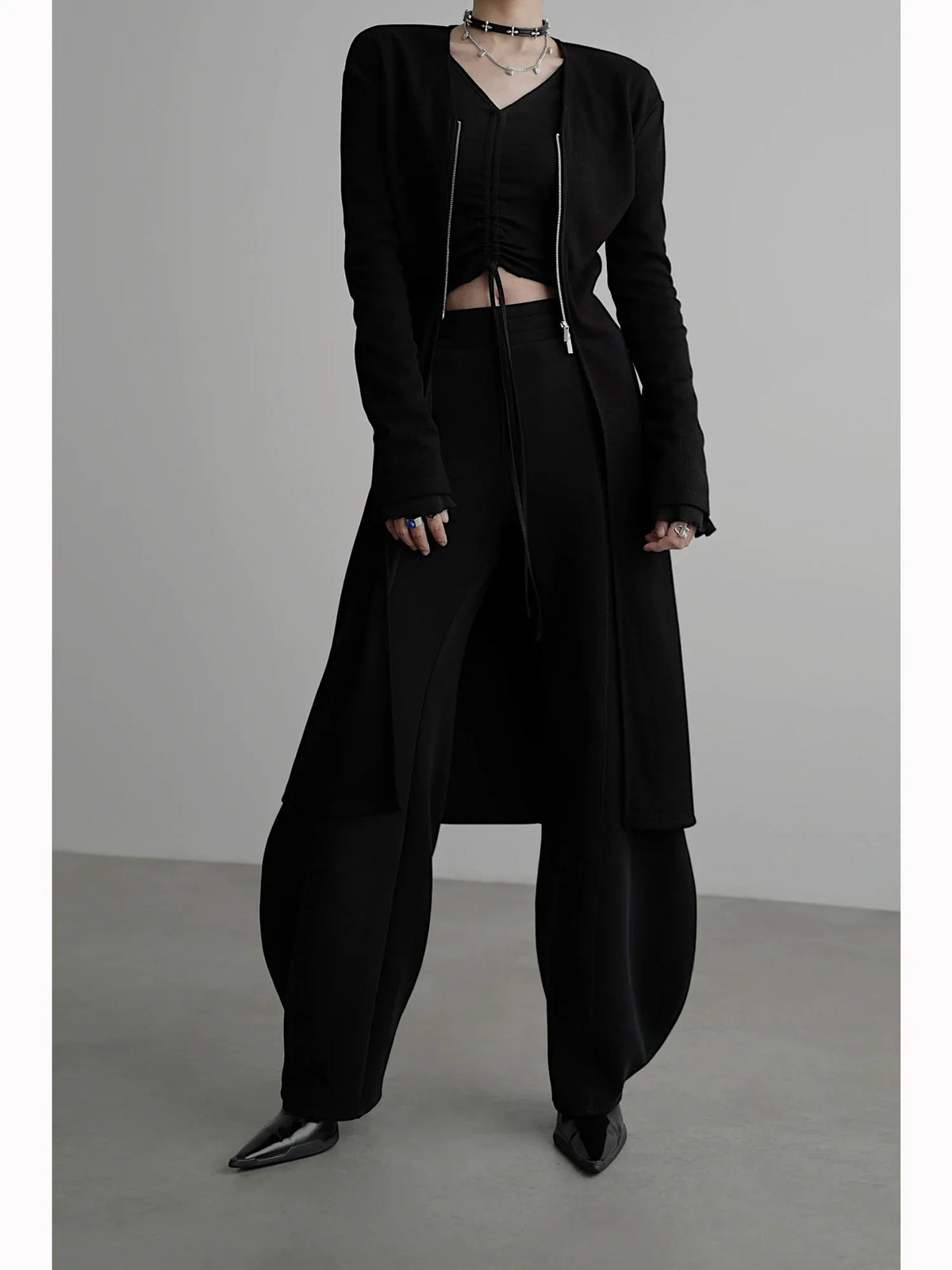 Gilet long en maille zippé