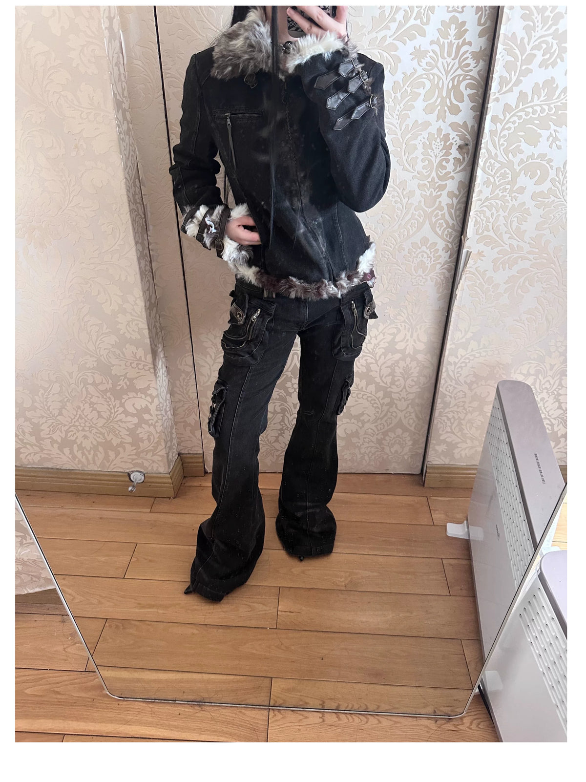 Multi-Pocket Stretch Flare Denim Pants