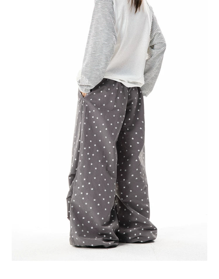 Allover Star Print Wide-Leg Pants