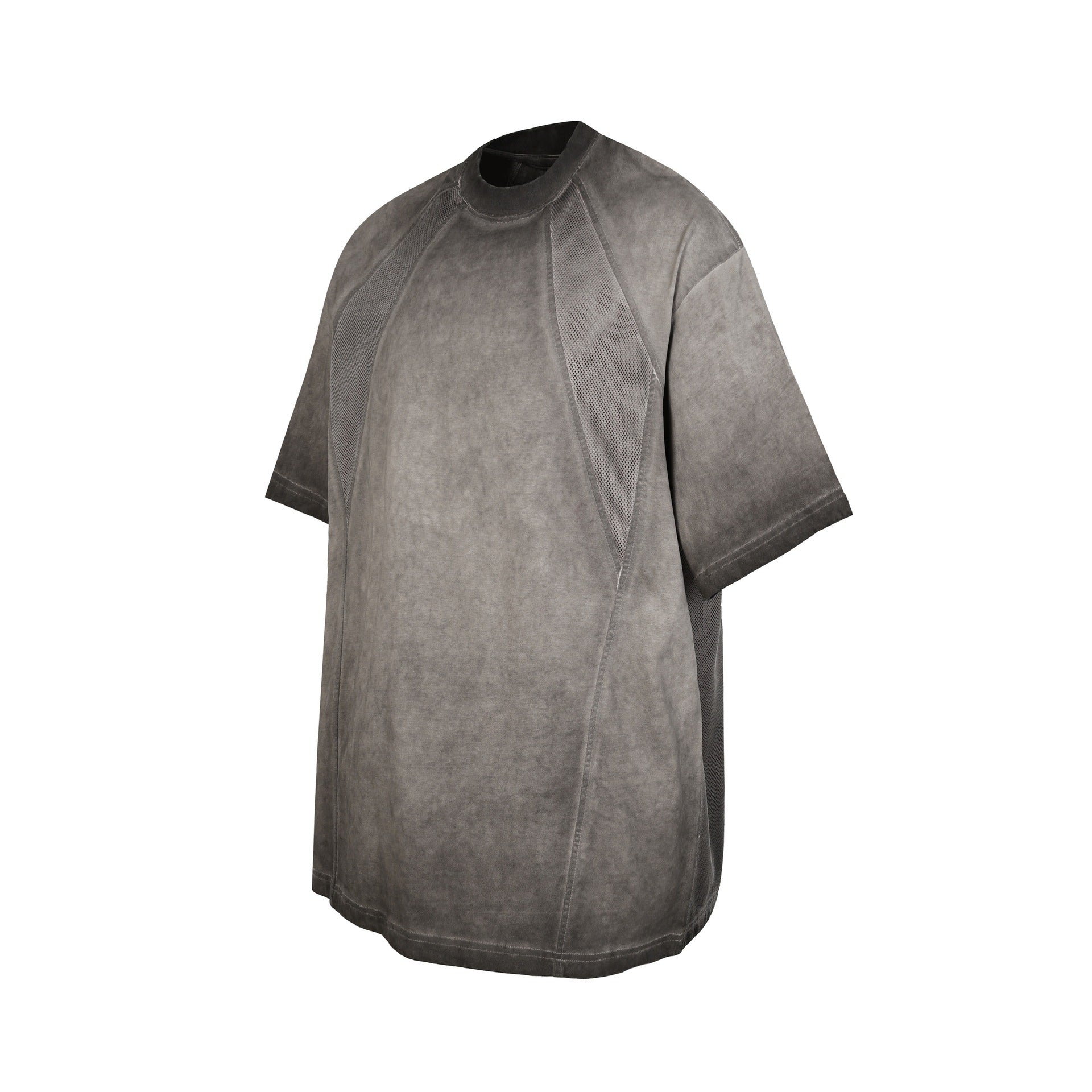 Washed Mesh Panel Short Sleeve T-Shirt