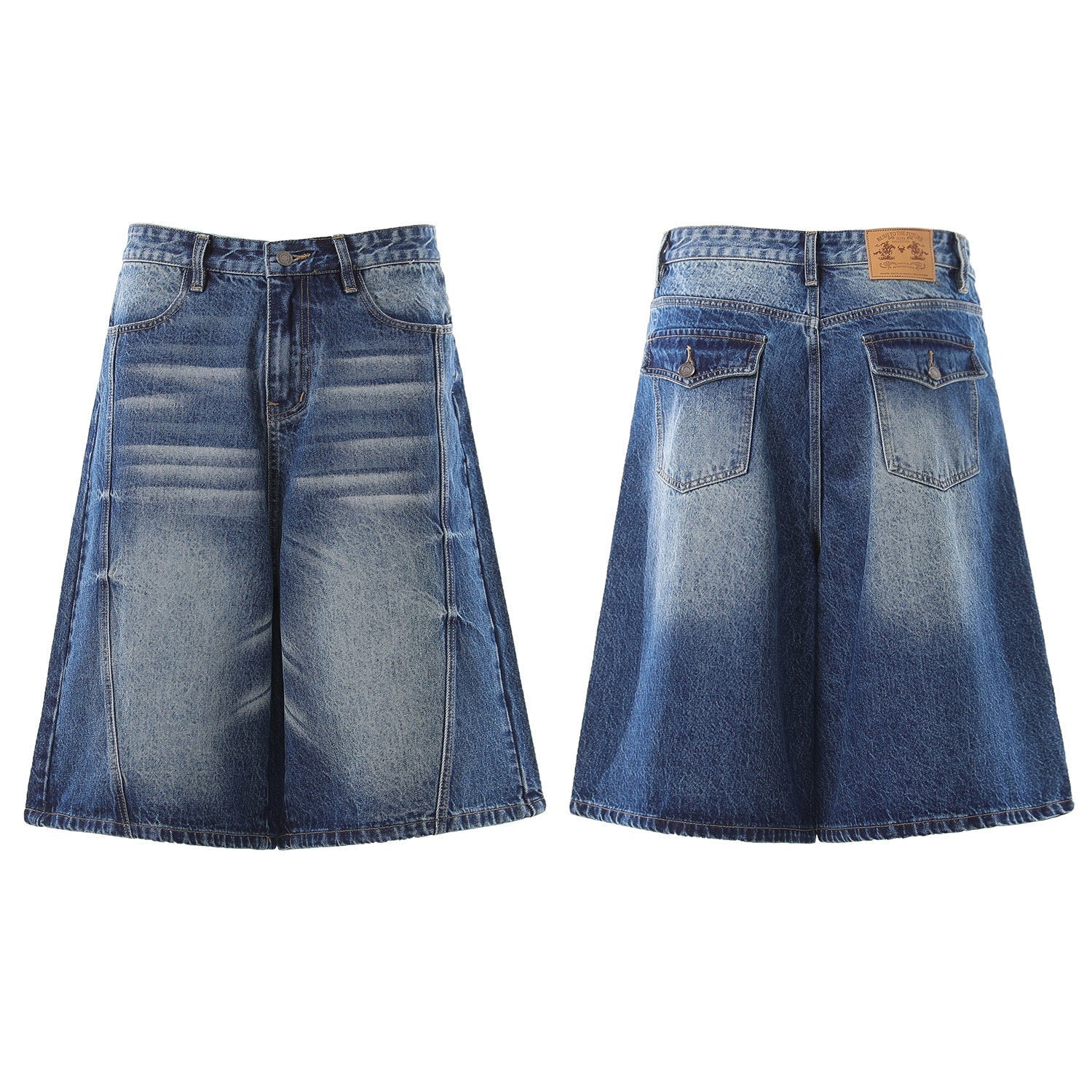 Denim Wash Wide Leg Jort