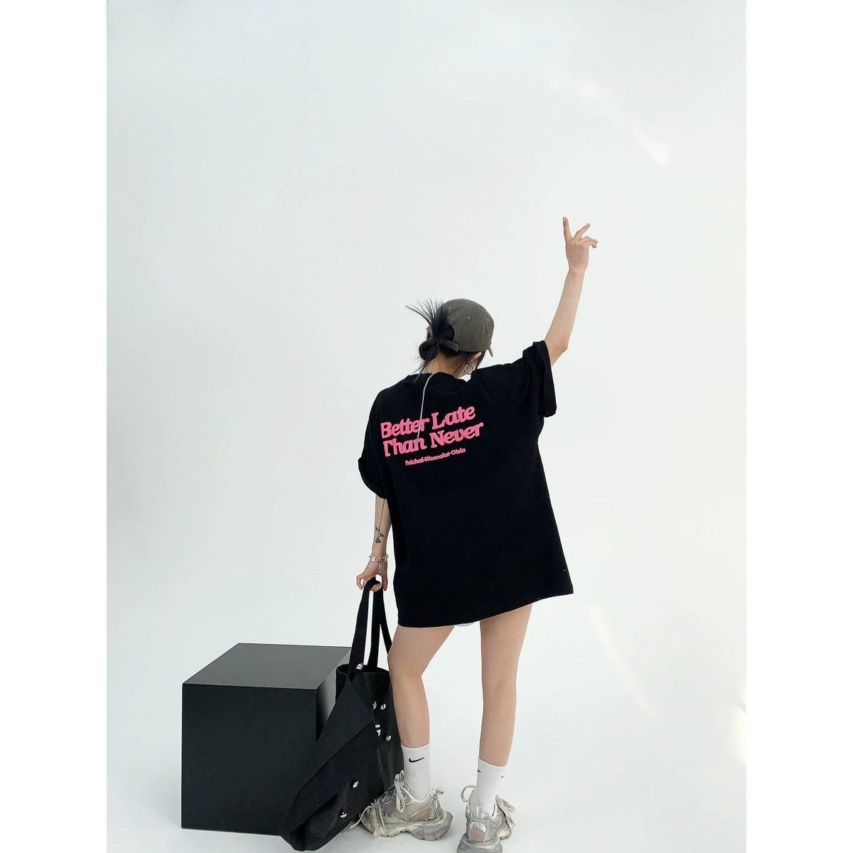 Pink Print Oversize Short Sleeve T-Shirt