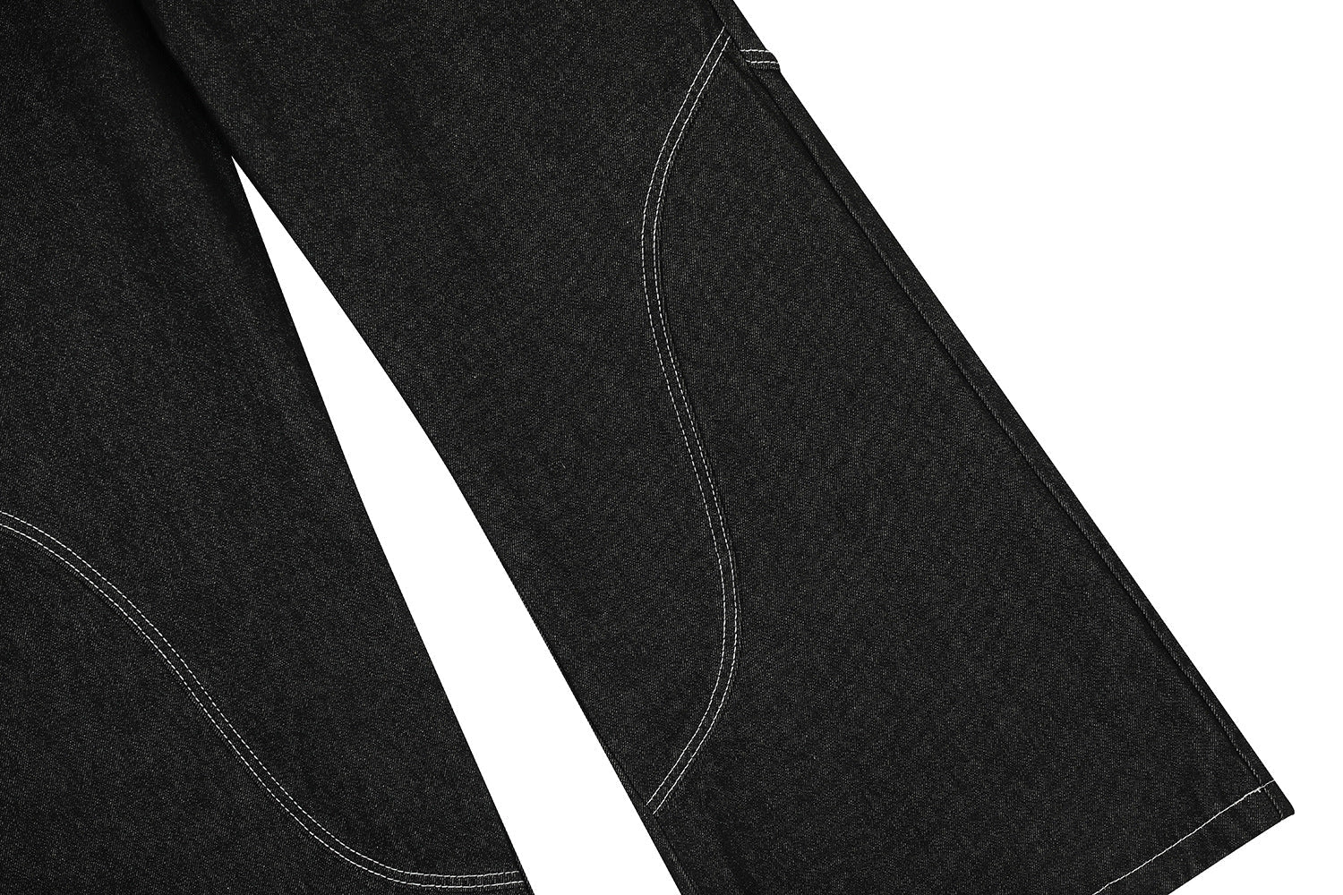 Contrast Stitch Bandana Patch Wide Leg Denim Jeans