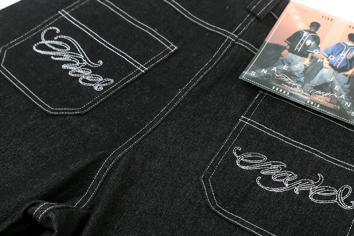 Heavyweight Embroidered Multiple Pocket Denim Jort