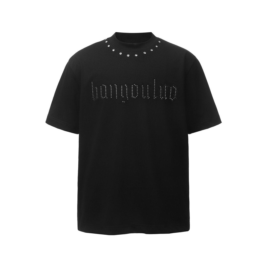 Letter Rhinestone Oversize Short Sleeve T-Shirt