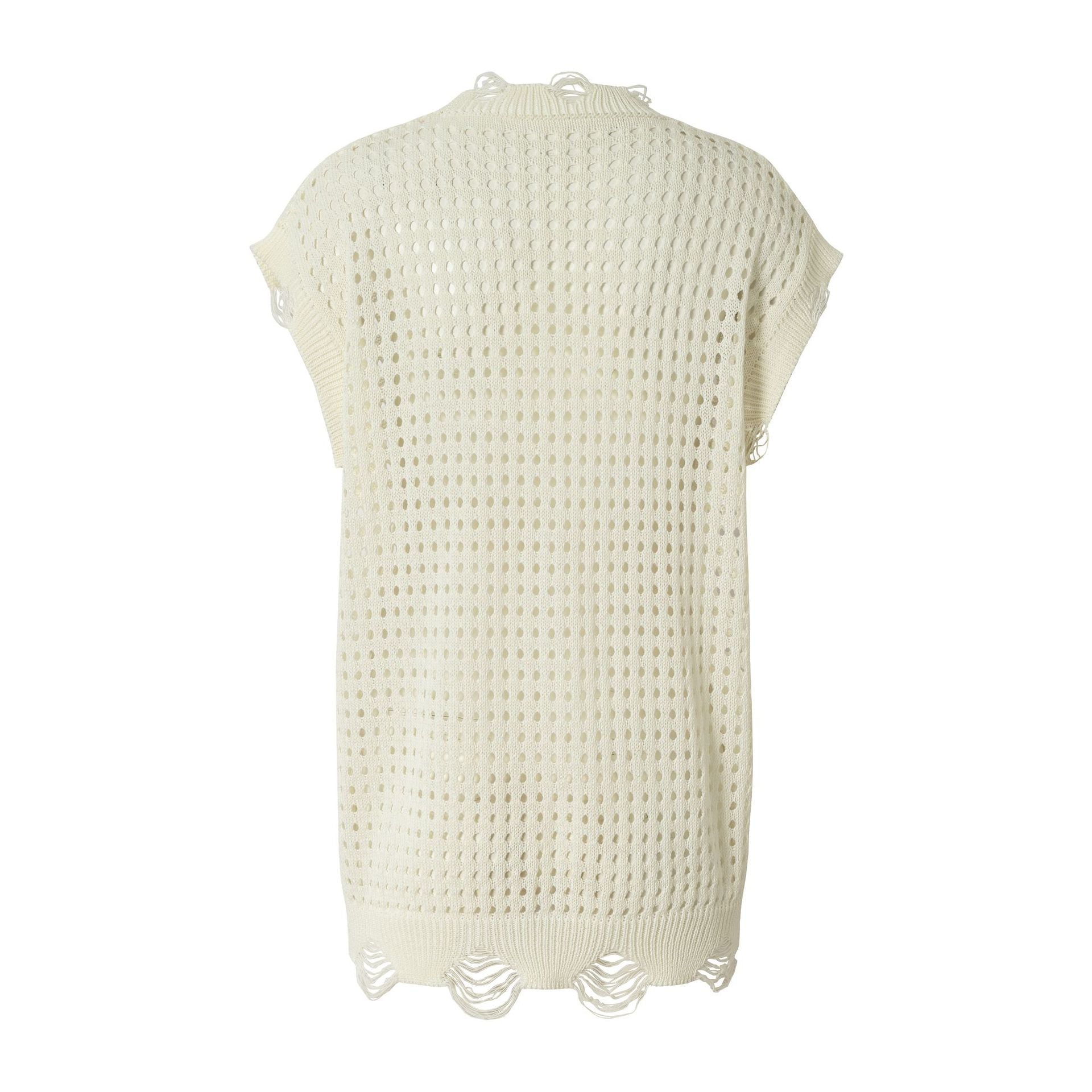 Mesh Damage Design Knit Vest