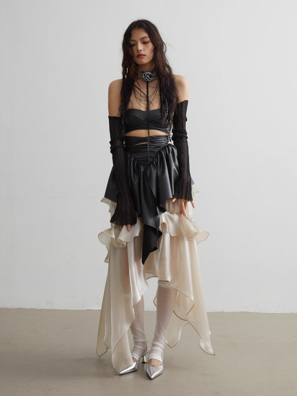 Bear Shoulder PU Leather Dress