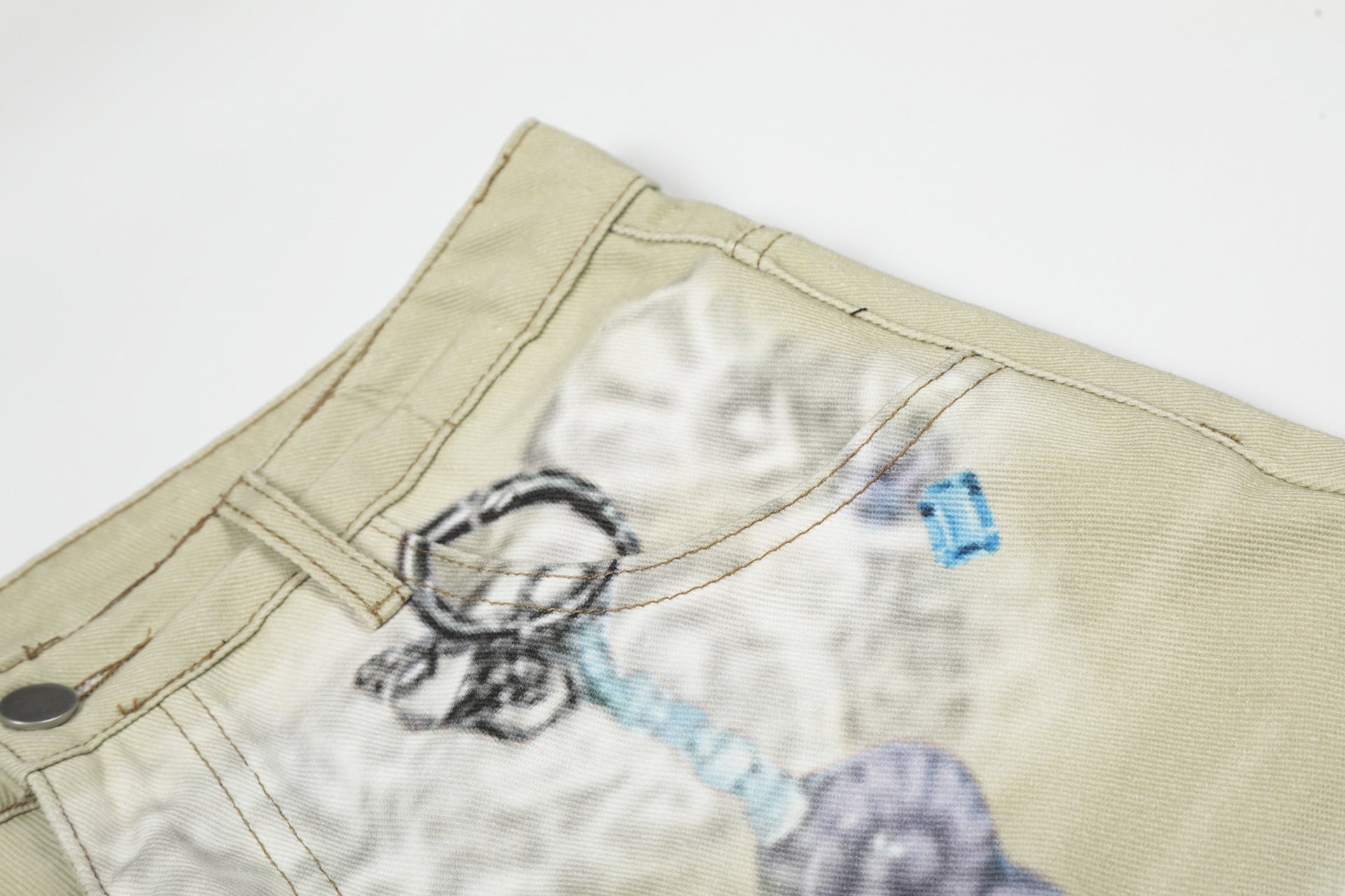 Floral Print Cropped Denim Jort