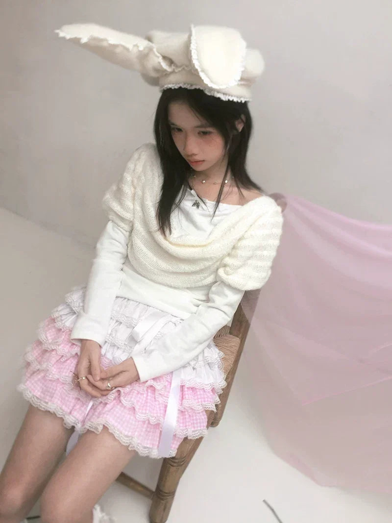 Wire Bunny Ear Lace Beret Hat