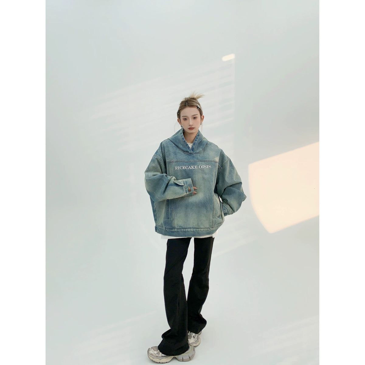 Sweat à capuche en jean oversize