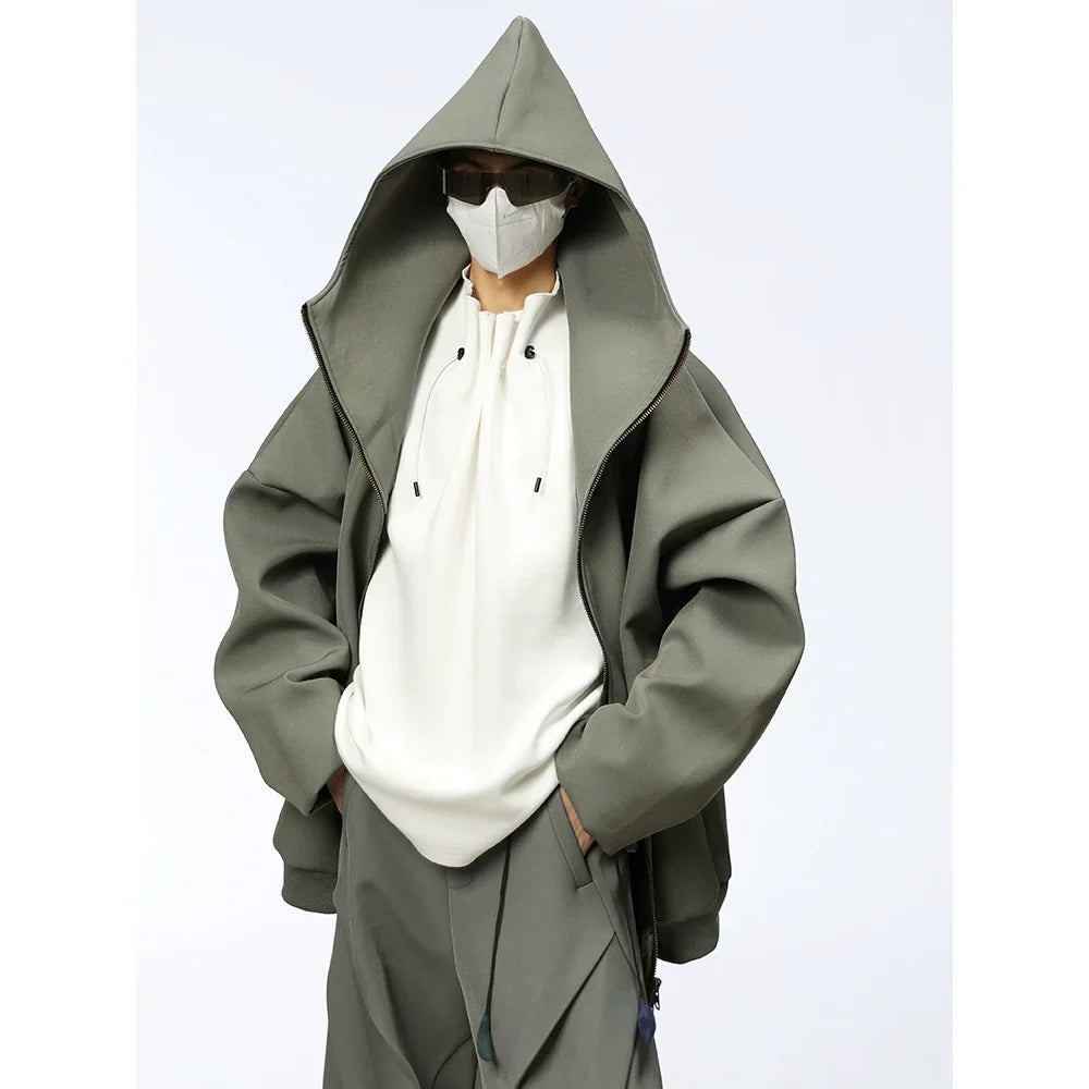 Oversize Hooded Jacket & Wide-leg Pleats Trousers Setup