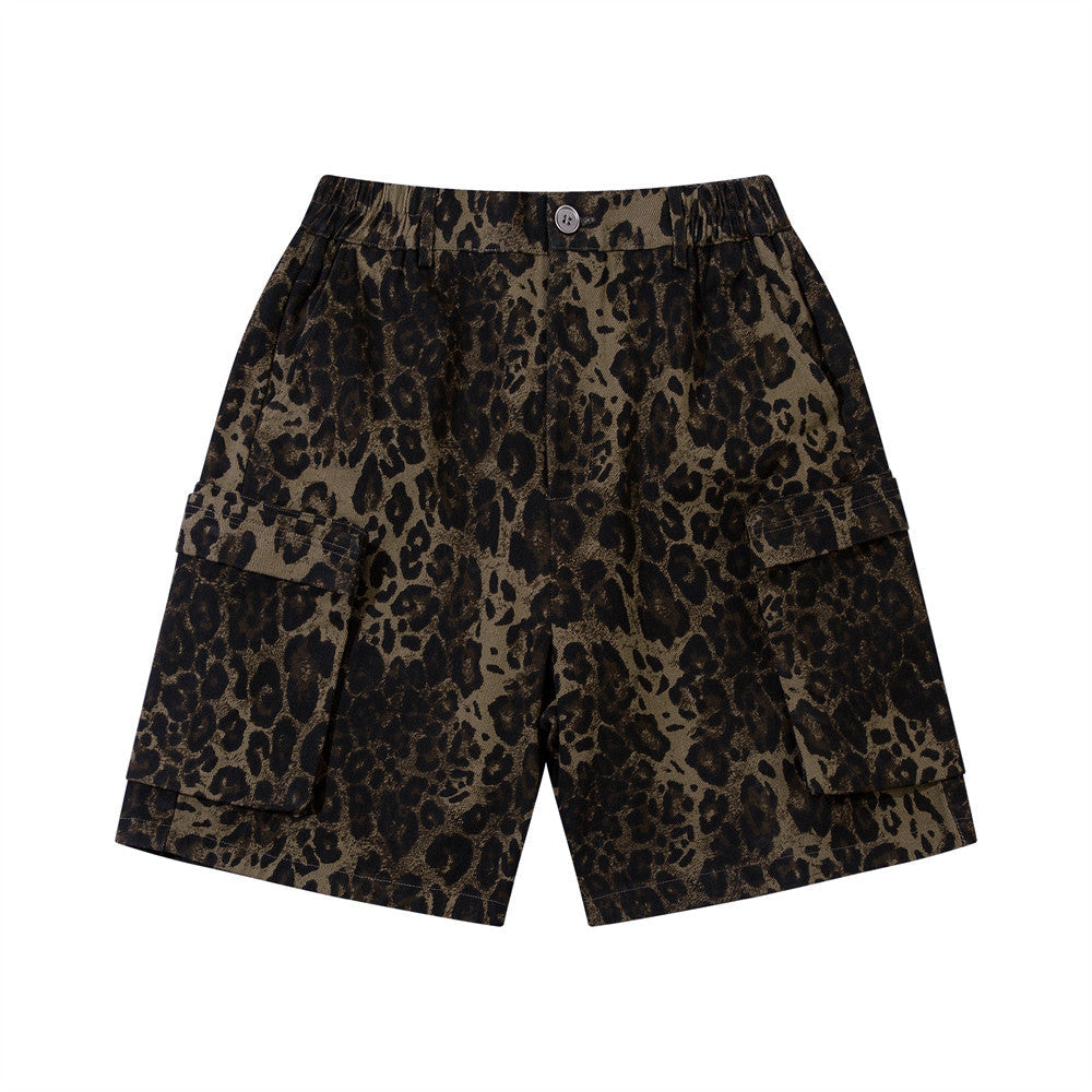 Leopard Print Cargo Shorts