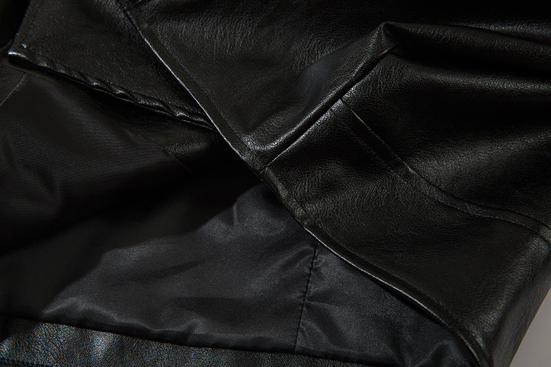 Cropped Loose Leather Jacket