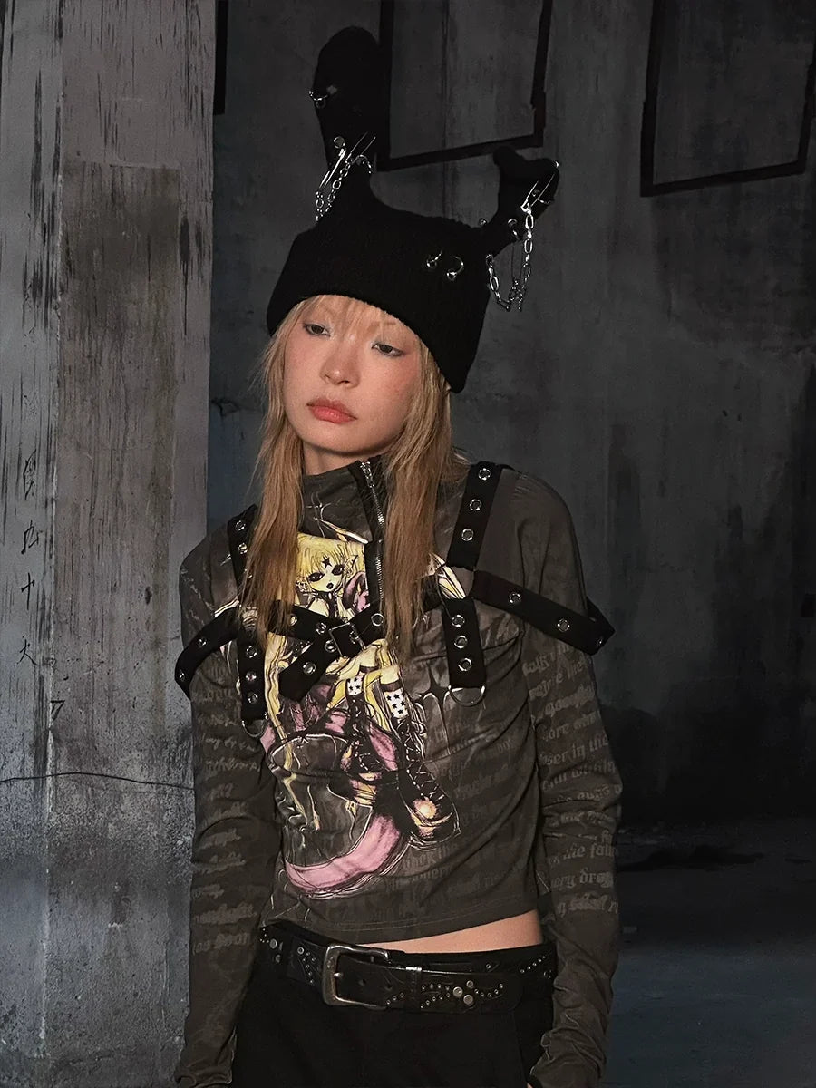 Rabbit Ribbed Knit Hat