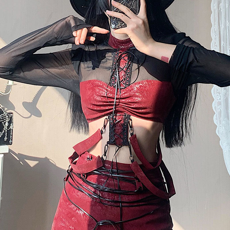 Sheer Mesh Short Blouse