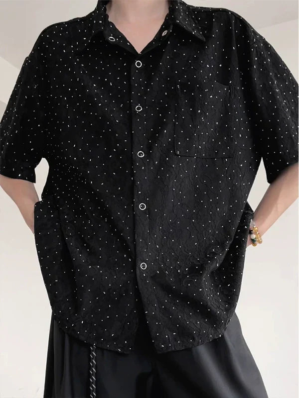 Starry Sky Design Oversize Short Sleeve Shirt
