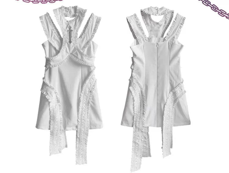 Ruffle Patchwork Sleeveless Dress