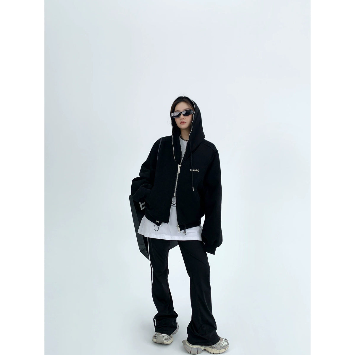 Fake Layered Zipper Hoodie