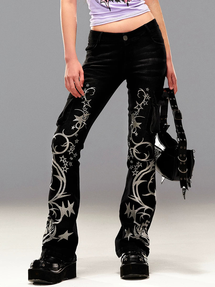 Star Embroidery Denim Jeans