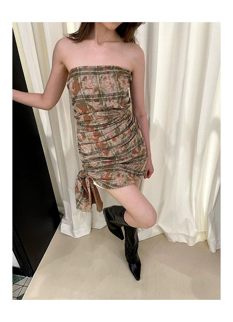 Robe chemise bustier à carreaux